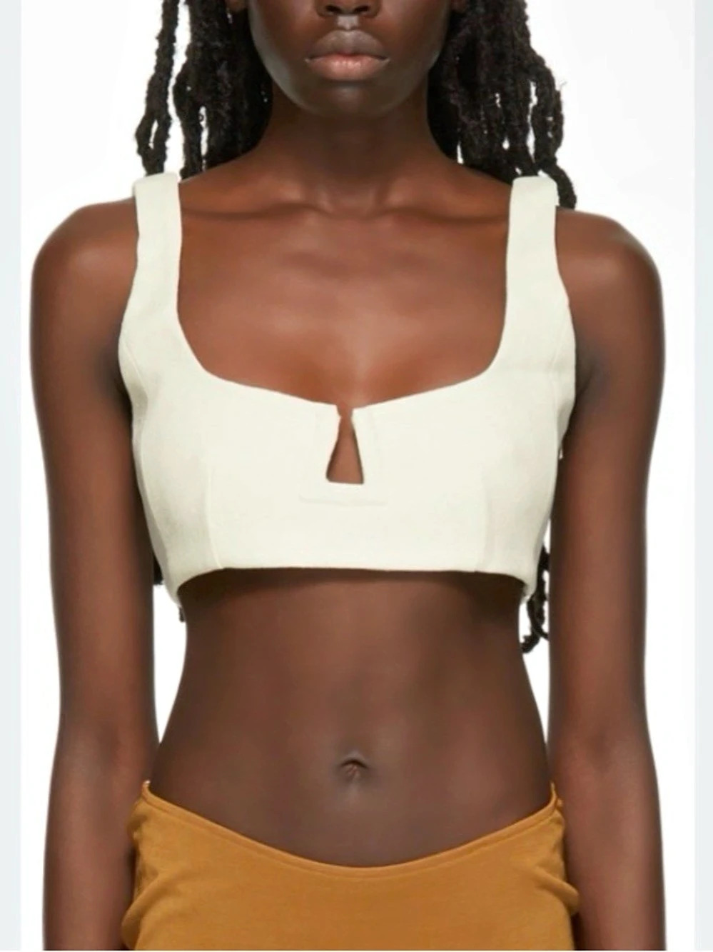 Paris Georgia Marlo Square Neck Cutout Cream Bralette Top